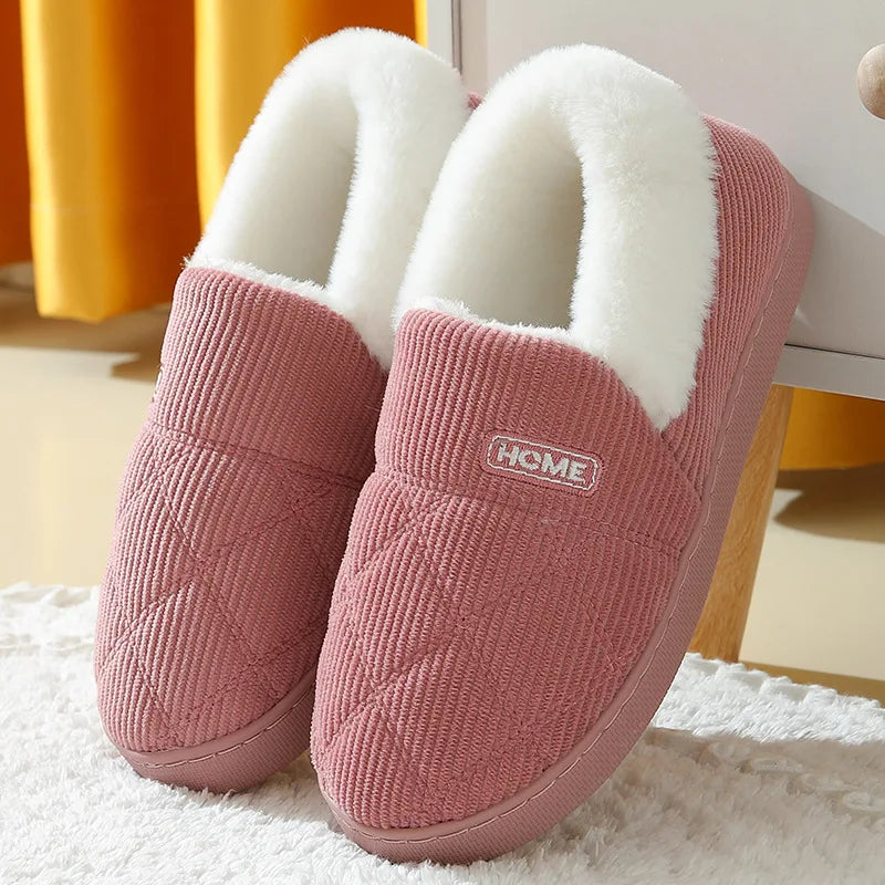 Evshine Fuzzy Winter Slippers – Warm Plush Cotton Indoor Shoes