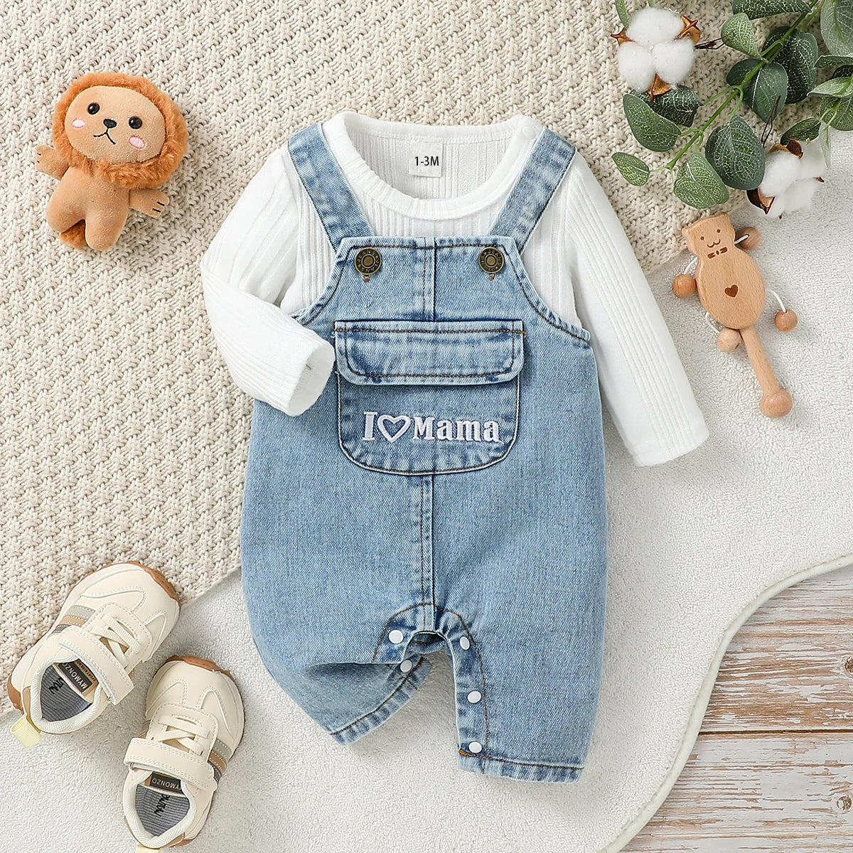 Baby Long Sleeve Top & Suspender Pants Outfit Set