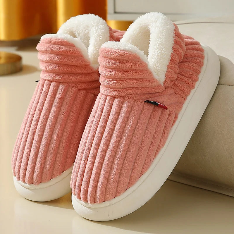 Evshine Fuzzy Winter Slippers – Warm Plush Cotton Indoor Shoes