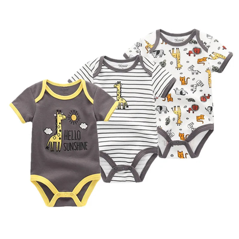 Adorable 3-Piece Cotton Baby Bodysuit Set – Soft, Cute & Comfy for Little Ones