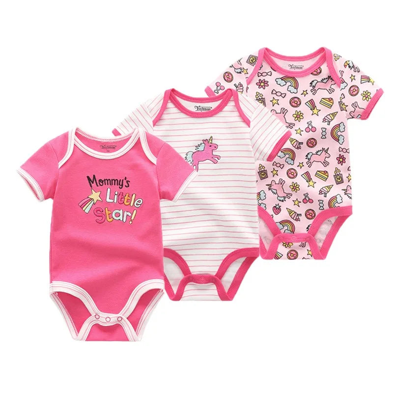 Adorable 3-Piece Cotton Baby Bodysuit Set – Soft, Cute & Comfy for Little Ones