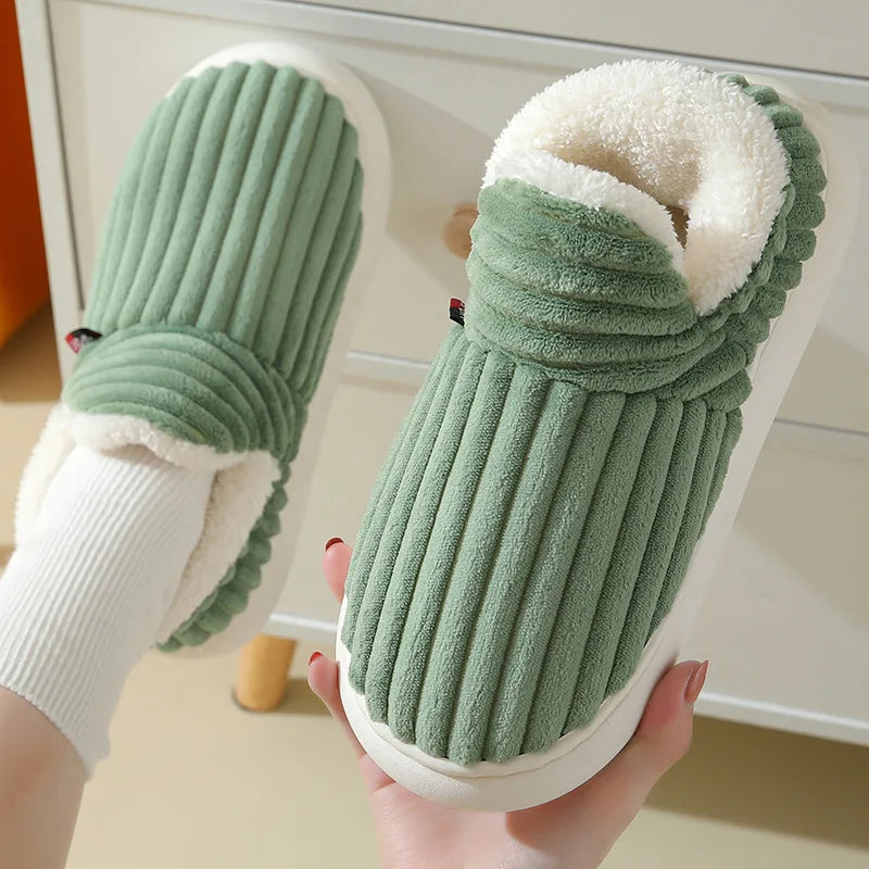 Evshine Fuzzy Winter Slippers – Warm Plush Cotton Indoor Shoes