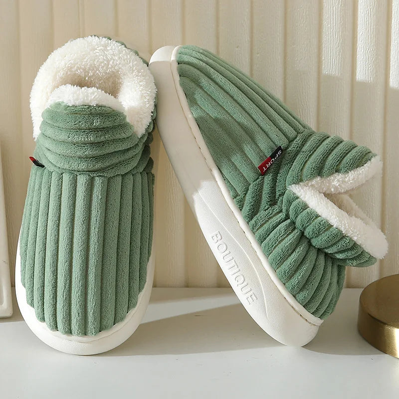 Evshine Fuzzy Winter Slippers – Warm Plush Cotton Indoor Shoes