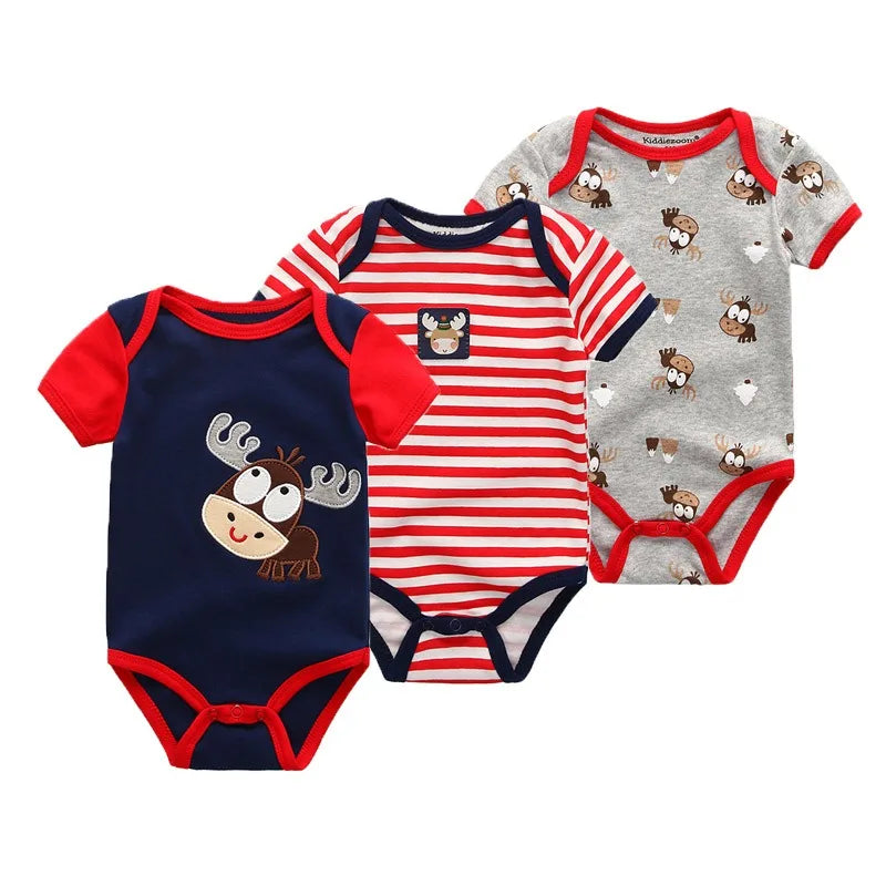 Adorable 3-Piece Cotton Baby Bodysuit Set – Soft, Cute & Comfy for Little Ones