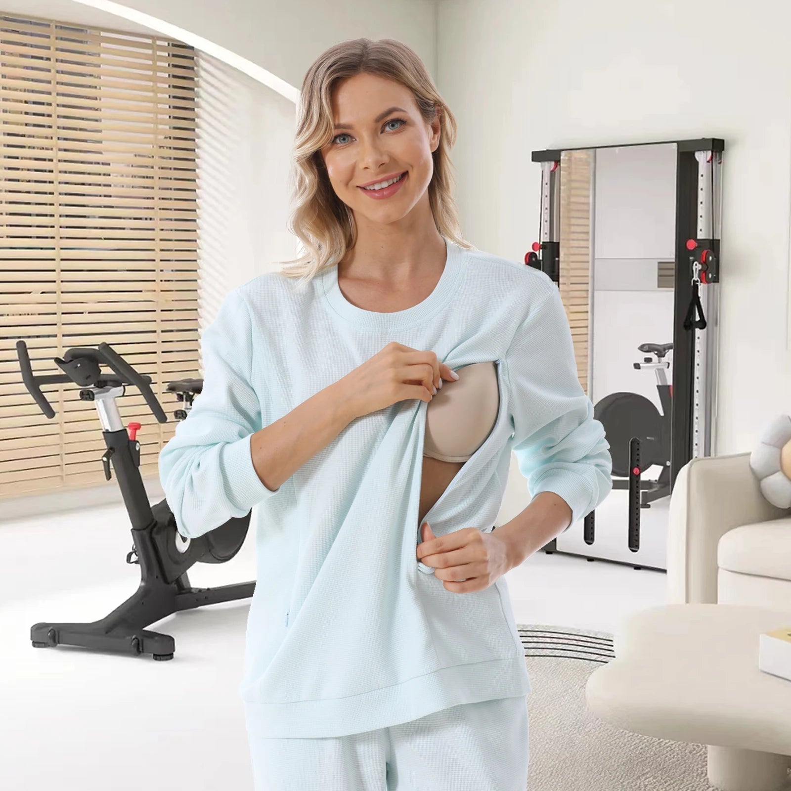 Autumn Long Sleeve Maternity Nursing Tee – Stylish Breastfeeding Top
