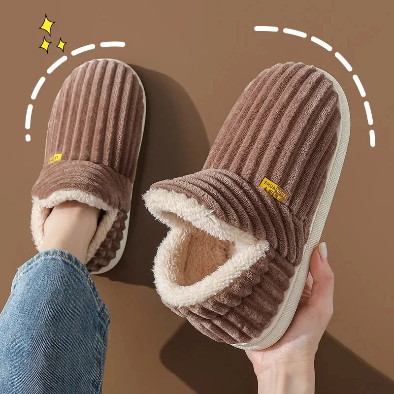 Evshine Fuzzy Winter Slippers – Warm Plush Cotton Indoor Shoes