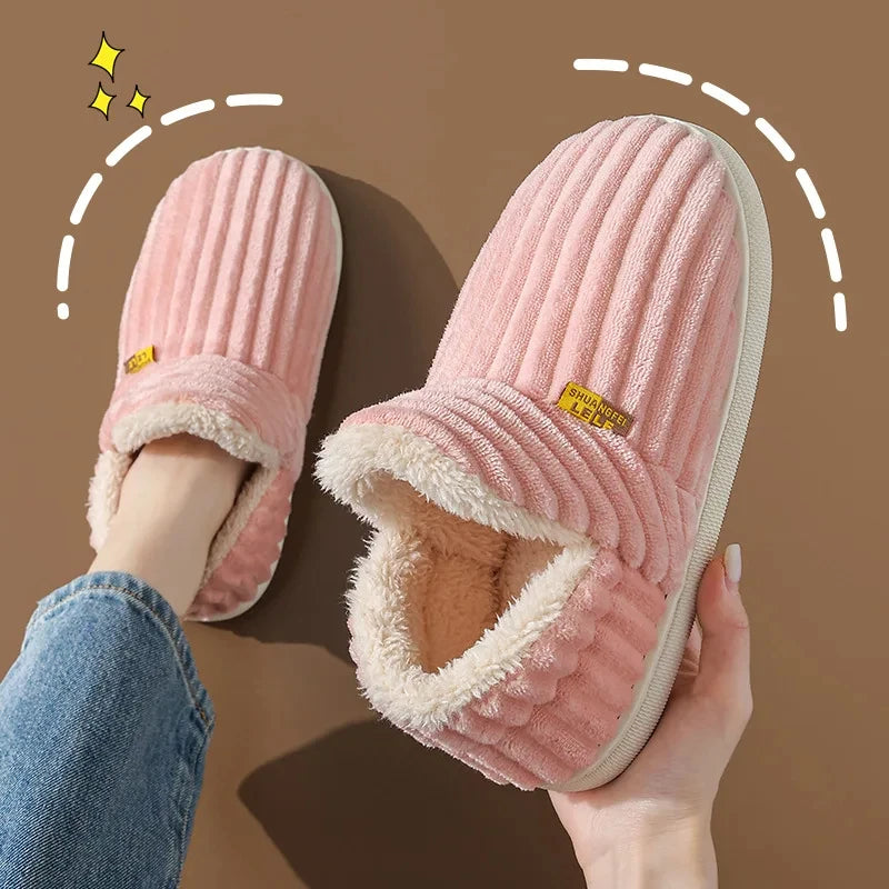 Evshine Fuzzy Winter Slippers – Warm Plush Cotton Indoor Shoes
