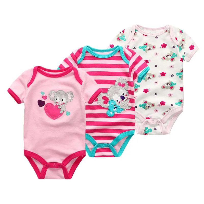 Adorable 3-Piece Cotton Baby Bodysuit Set – Soft, Cute & Comfy for Little Ones