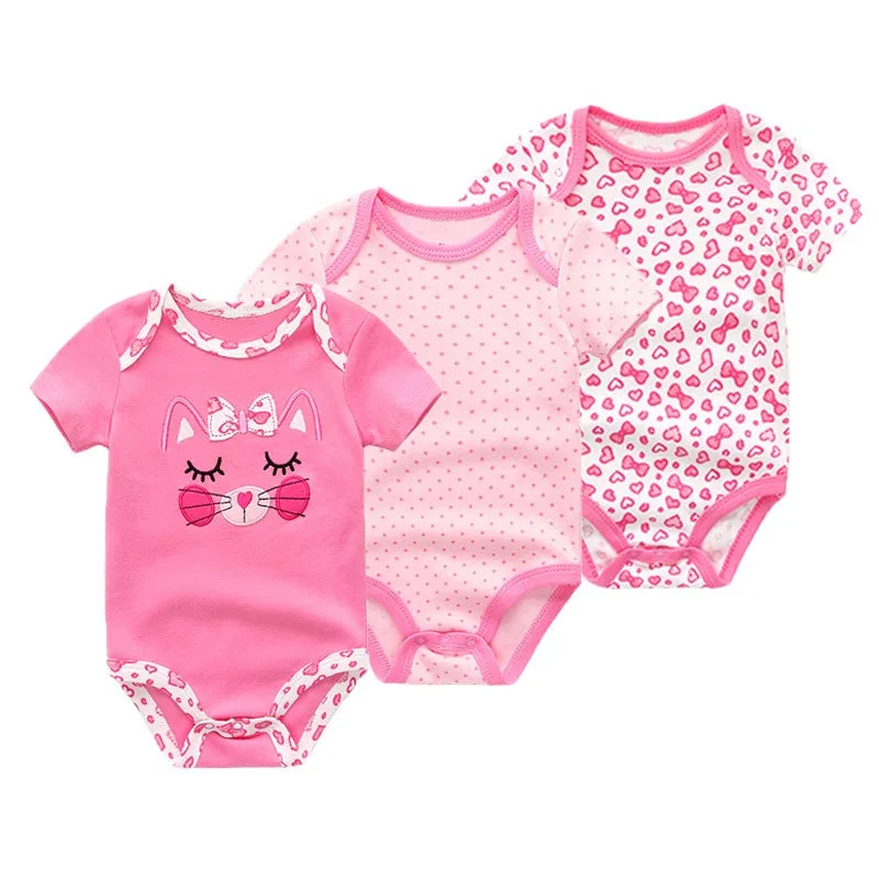 Adorable 3-Piece Cotton Baby Bodysuit Set – Soft, Cute & Comfy for Little Ones