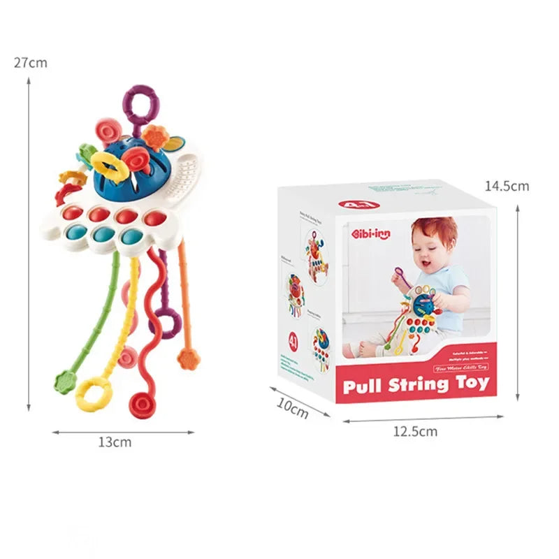 Sensory Montessori Silicone Octopus Pull String Toy