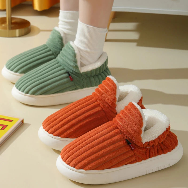 Evshine Fuzzy Winter Slippers – Warm Plush Cotton Indoor Shoes