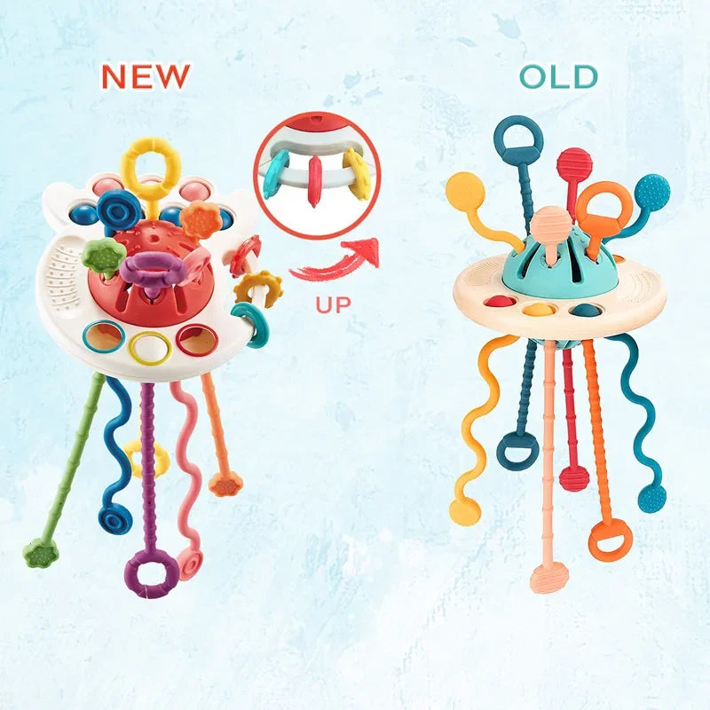 Sensory Montessori Silicone Octopus Pull String Toy