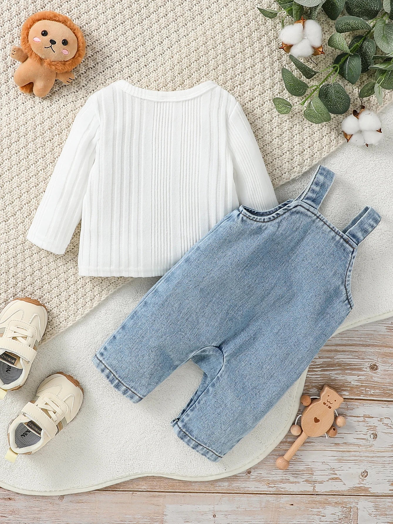 Baby Long Sleeve Top & Suspender Pants Outfit Set