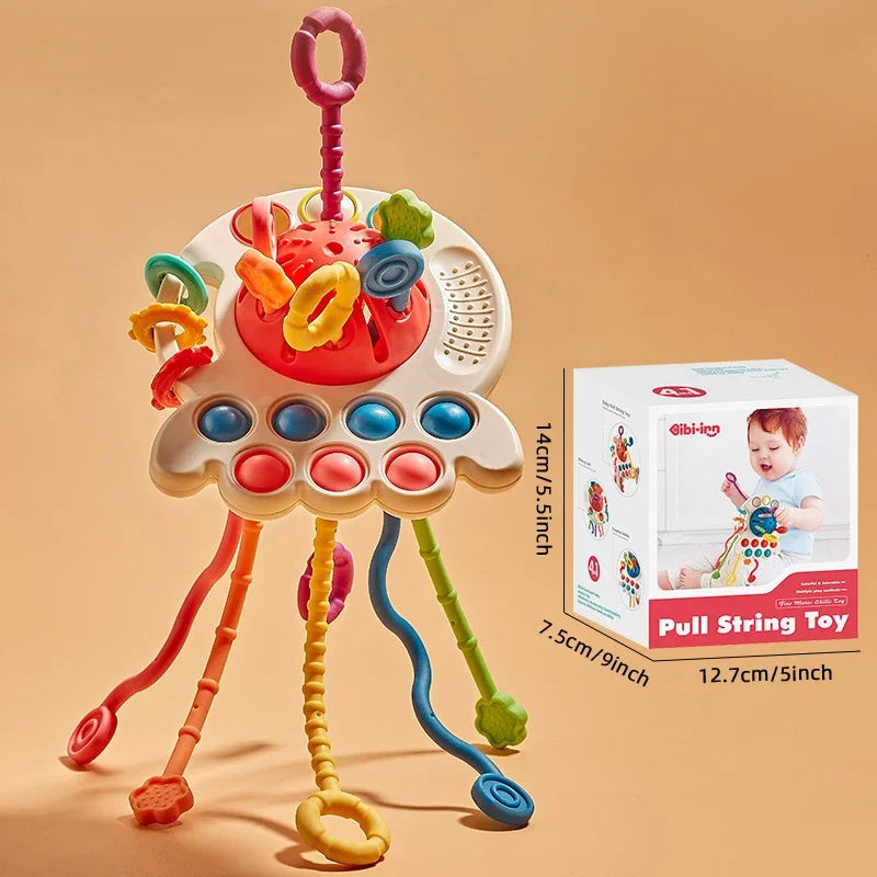Sensory Montessori Silicone Octopus Pull String Toy