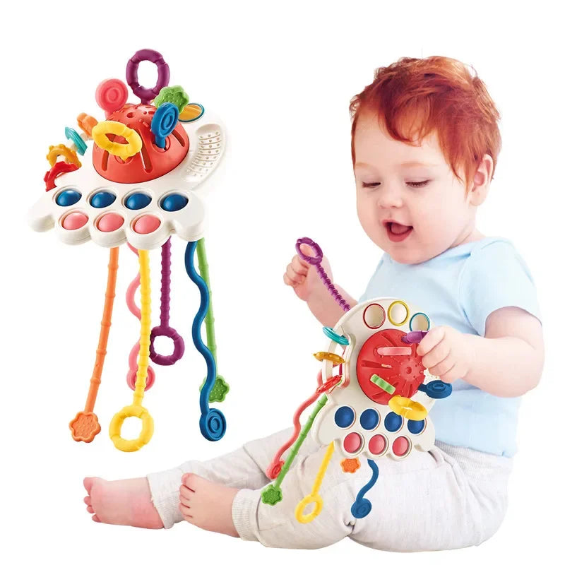 Sensory Montessori Silicone Octopus Pull String Toy