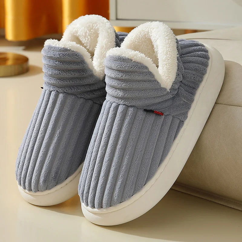 Evshine Fuzzy Winter Slippers – Warm Plush Cotton Indoor Shoes