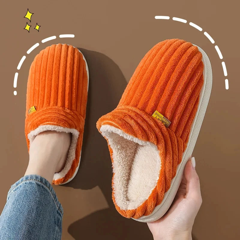 Evshine Fuzzy Winter Slippers – Warm Plush Cotton Indoor Shoes
