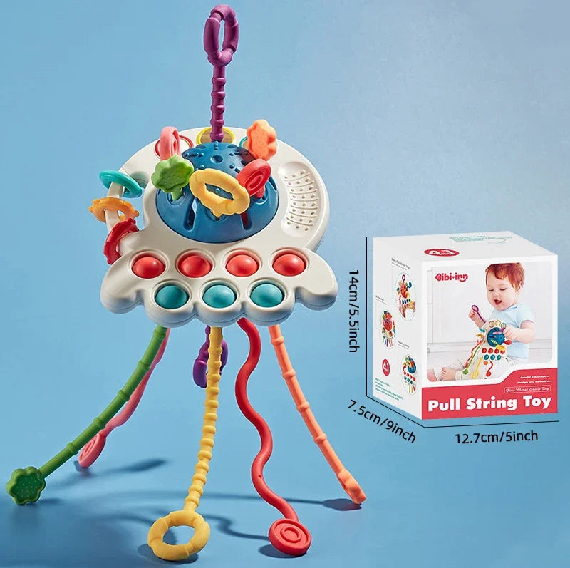 Sensory Montessori Silicone Octopus Pull String Toy