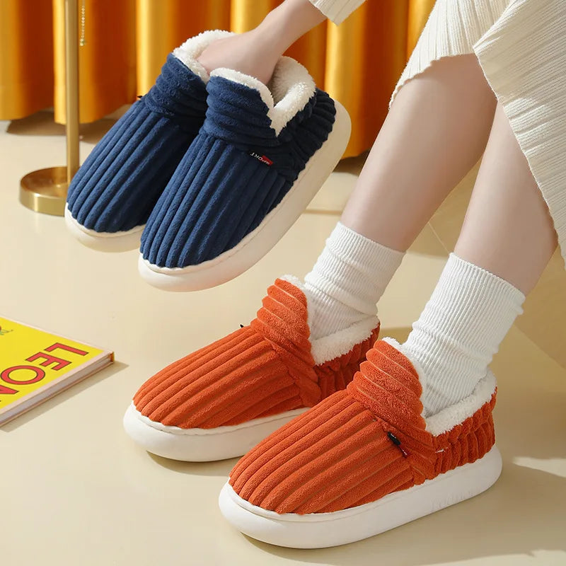 Evshine Fuzzy Winter Slippers – Warm Plush Cotton Indoor Shoes
