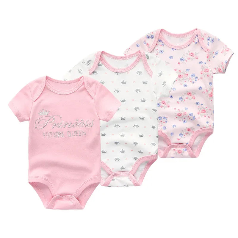Adorable 3-Piece Cotton Baby Bodysuit Set – Soft, Cute & Comfy for Little Ones