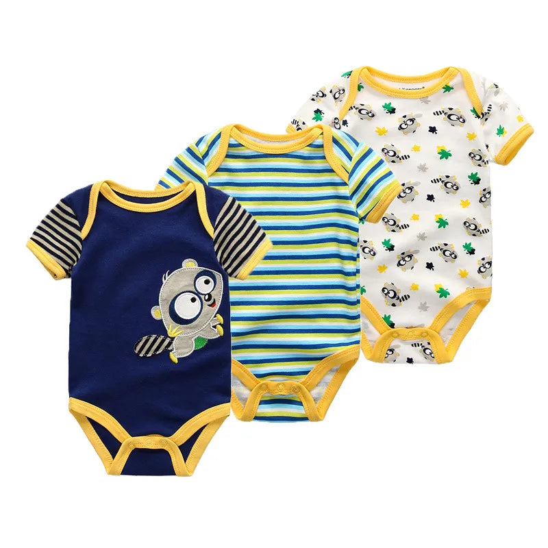 Adorable 3-Piece Cotton Baby Bodysuit Set – Soft, Cute & Comfy for Little Ones