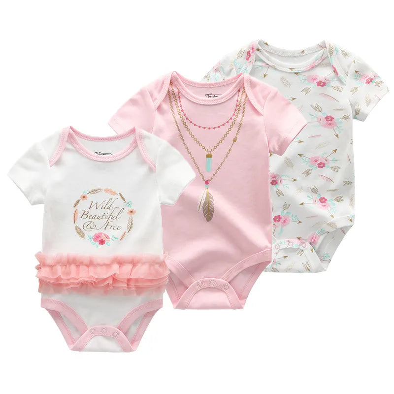 Adorable 3-Piece Cotton Baby Bodysuit Set – Soft, Cute & Comfy for Little Ones
