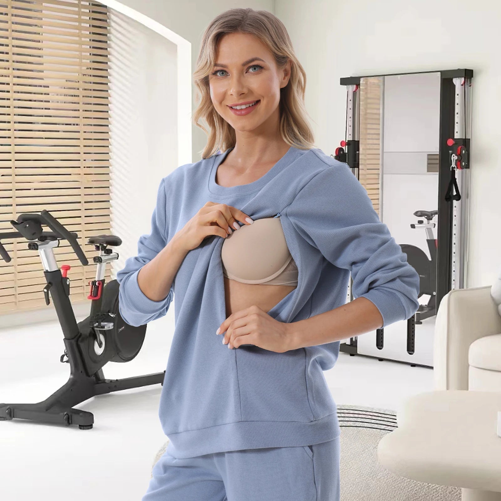 Autumn Long Sleeve Maternity Nursing Tee – Stylish Breastfeeding Top