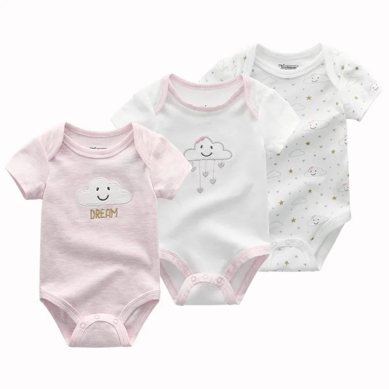 Adorable 3-Piece Cotton Baby Bodysuit Set – Soft, Cute & Comfy for Little Ones