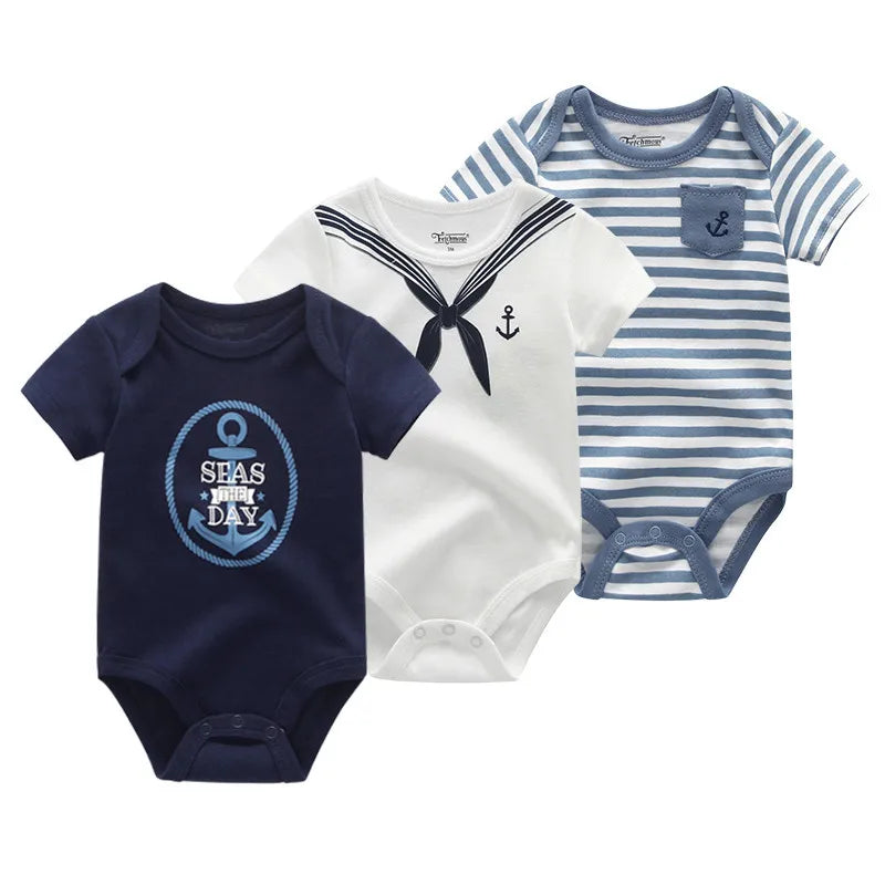 Adorable 3-Piece Cotton Baby Bodysuit Set – Soft, Cute & Comfy for Little Ones