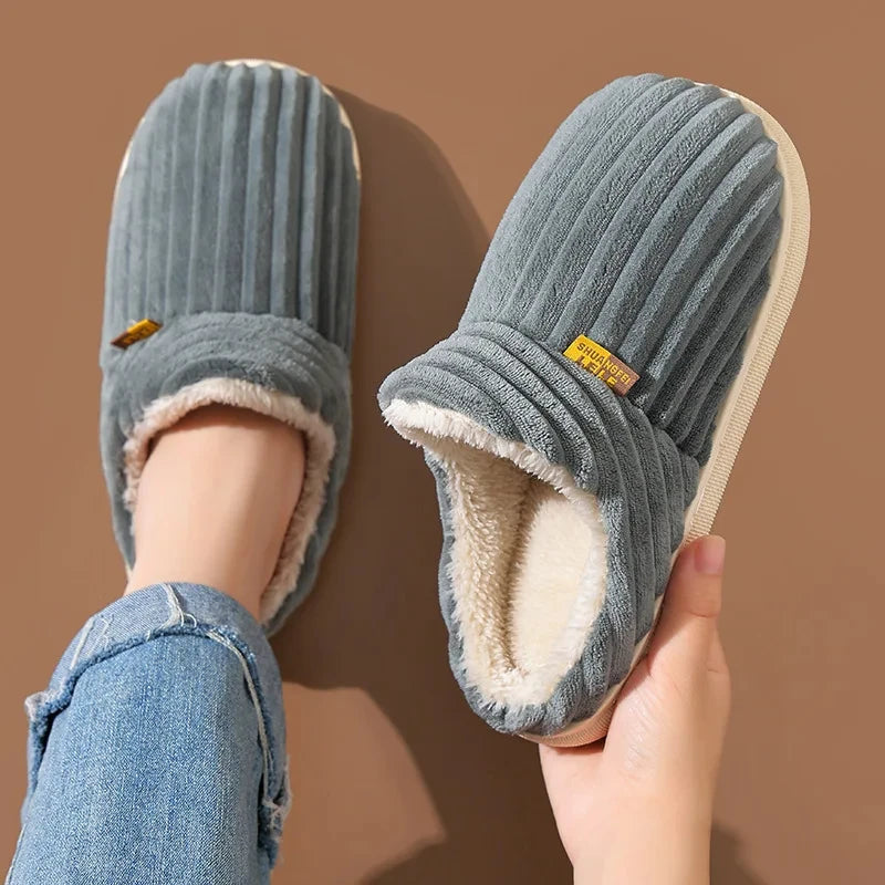 Evshine Fuzzy Winter Slippers – Warm Plush Cotton Indoor Shoes