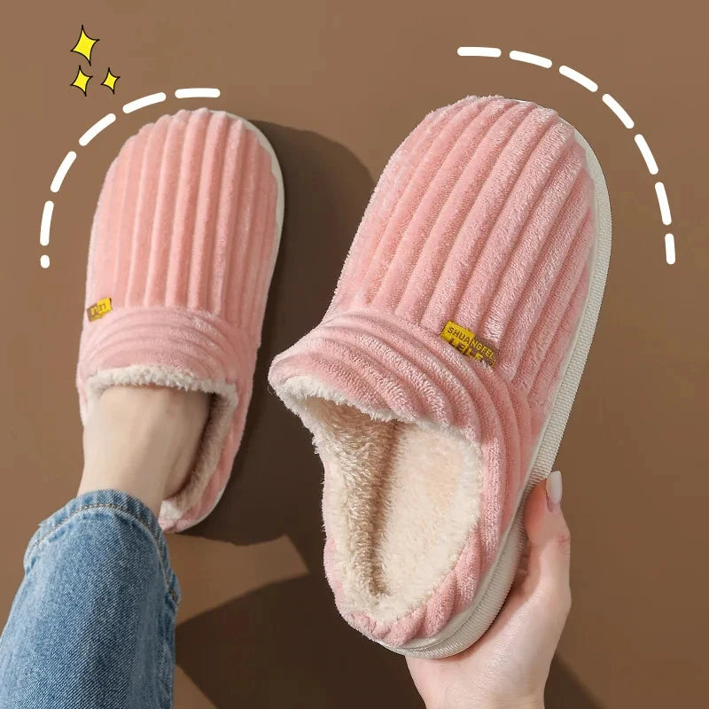 Evshine Fuzzy Winter Slippers – Warm Plush Cotton Indoor Shoes