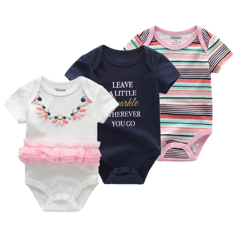 Adorable 3-Piece Cotton Baby Bodysuit Set – Soft, Cute & Comfy for Little Ones