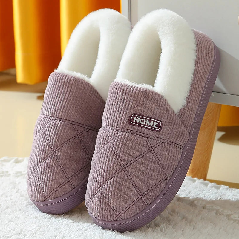 Evshine Fuzzy Winter Slippers – Warm Plush Cotton Indoor Shoes