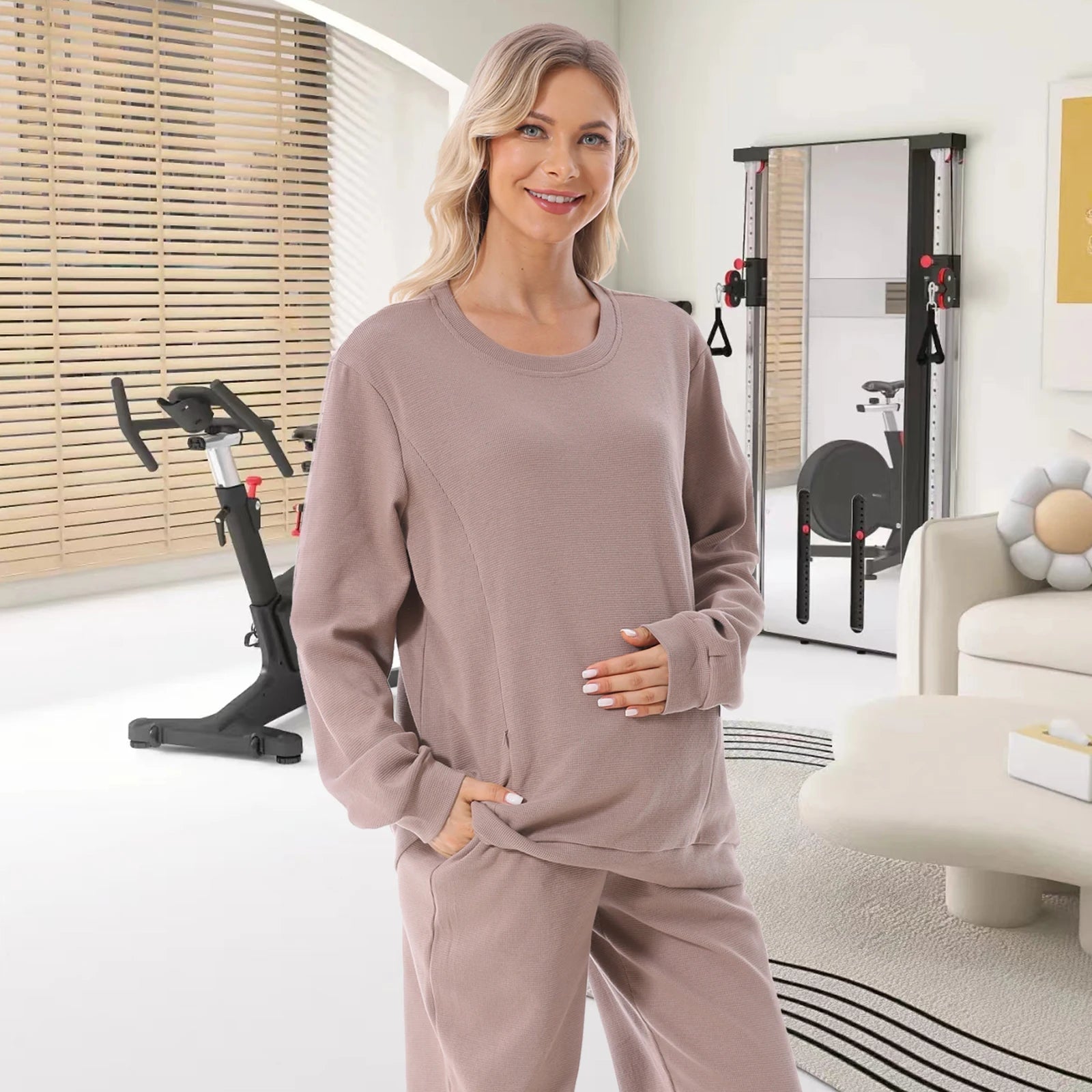 Autumn Long Sleeve Maternity Nursing Tee – Stylish Breastfeeding Top