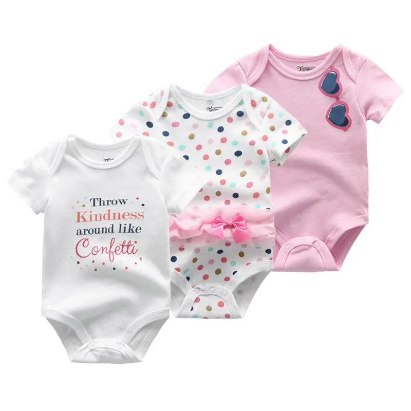 Adorable 3-Piece Cotton Baby Bodysuit Set – Soft, Cute & Comfy for Little Ones