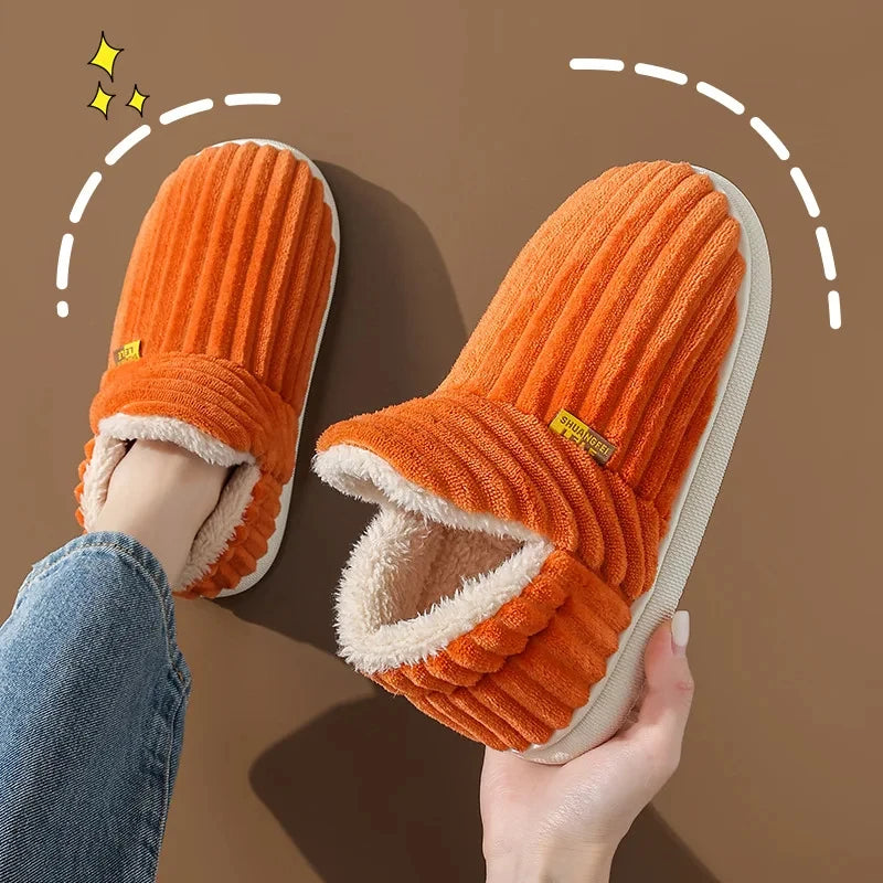Evshine Fuzzy Winter Slippers – Warm Plush Cotton Indoor Shoes