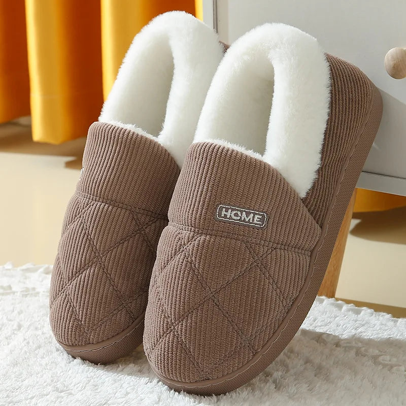 Evshine Fuzzy Winter Slippers – Warm Plush Cotton Indoor Shoes