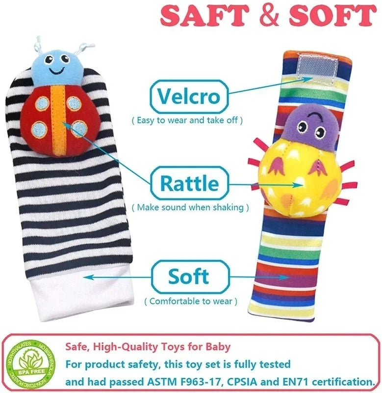 Adorable Baby Rattle Socks & Wrist Toys