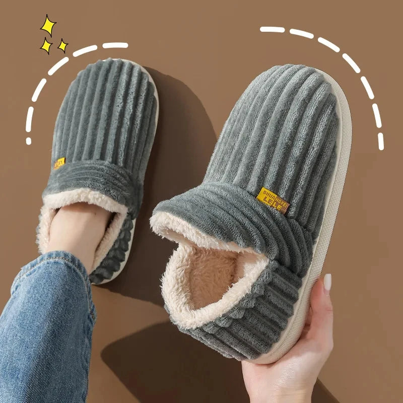Evshine Fuzzy Winter Slippers – Warm Plush Cotton Indoor Shoes