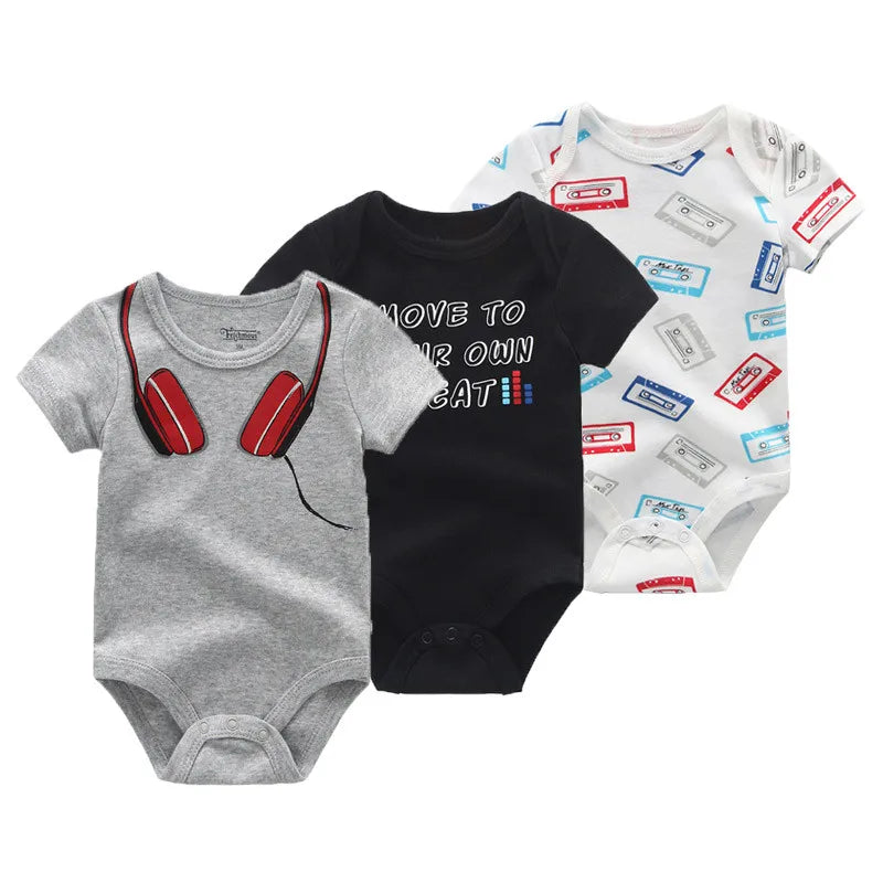 Adorable 3-Piece Cotton Baby Bodysuit Set – Soft, Cute & Comfy for Little Ones
